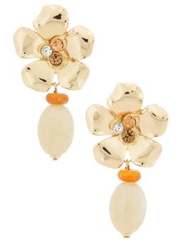8 Other Reasons - Women'S Floral Gemstone Beaded Drop Earrings Gold