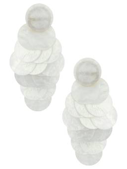 8 Other Reasons - Iridescent Discs Women's Statement Drop Earrings White