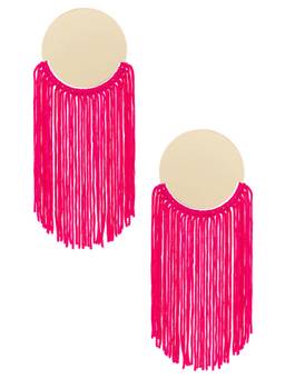 8 Other Reasons - Round Top Women's Statement Tassel Fringe Drop Earrings Gold