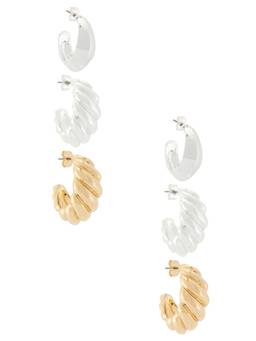 Ettika - Essential Women's Two-Tone Post-Back Hoop Earrings Set Gold