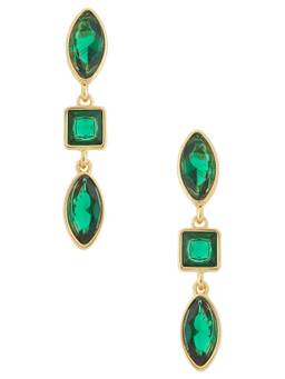 Ettika - Mixed Shape Women's Gold-Plated Crystal Drop Earrings Green