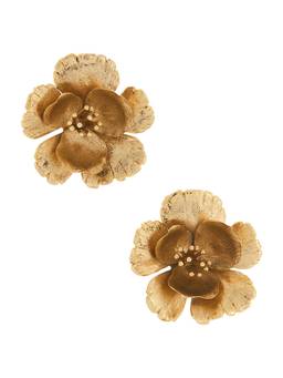 SHASHI - Fluttered Flower Women's Floral Statement Stud Earrings Gold