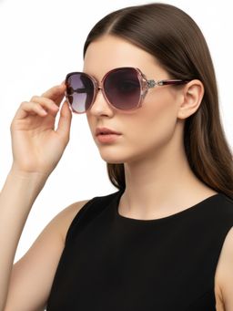 HASHTAG EYEWEAR - Women Purple Lens UV Protected & Polarized Sunglasses (52)