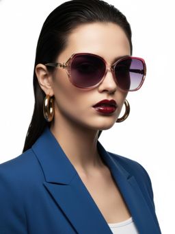 HASHTAG EYEWEAR - Women Purple Lens UV Protected & Polarized Sunglasses (55)