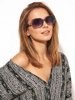 HASHTAG EYEWEAR - Women Purple Lens UV Protected Sunglasses (55)
