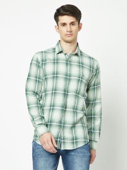 CRIMSOUNE CLUB - Men Green Toned Checks Shirt