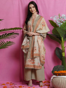 Stylee LIFESTYLE - Multi-Color Satin Digital Printed Unstitched Dress Material (Set of 3)