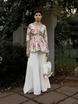 Paulmi & Harsh - Leave Floral Petal Palazzo (Set of 2)