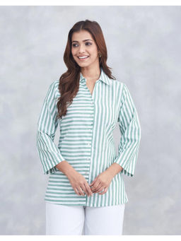 Fabindia - Green Cotton Stripe Shirt
