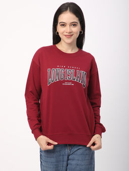 R&B - Maroon Regular Women Sweatshirt
