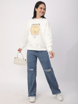 R&B - Graphic Regular women Ivory Sweatshirt