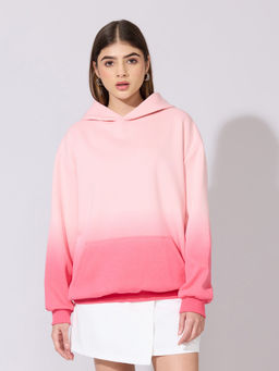 SHOWOFFFF - Edition Womens Ombre Pink Oversized Hoodie Neck Sweatshirt