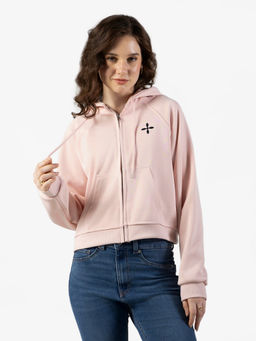 SHOWOFFFF - Edition Womens Pink Zip-Up Hoodie Neck Sweatshirt