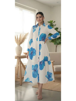 Branche - Blue Bloom Button-Down Midi Dress