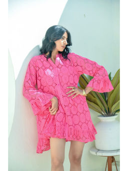 Branche - Eyelet Pink Mini Dress with Singlet