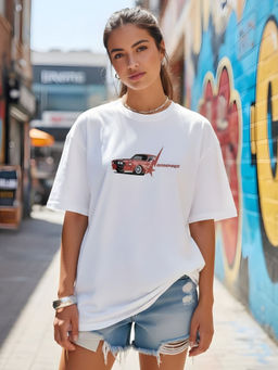PRONK - Rampage Oversized Cotton Printed T-Shirt for Women