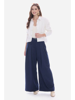 Virgio - White Solid Cotton Utility Pocket Shirt for Women