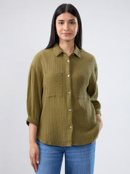 Spykar - Green Solid Regular Fit Shirt