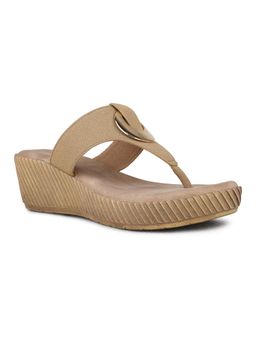 Inc.5 - Women Beige Party Wear Solid Open Toe Wedges