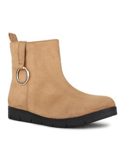 Inc.5 - Women Beige Casual Solid Round Toe Casual Boots