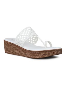 Inc.5 - Women White Party Wear Solid One Toe Wedges