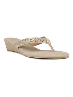Inc.5 - Women Beige Ethnic Wear Embellished Open Toe Wedges