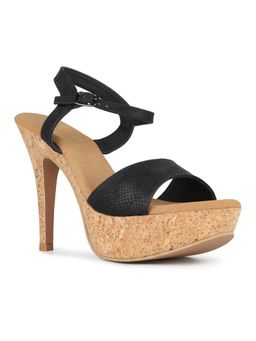 Inc.5 - Women Black Party Wear Solid Open Toe Sandal Heels
