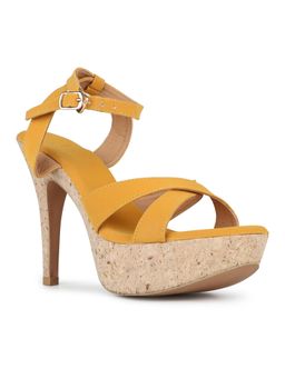 Inc.5 - Women Mustard Party Wear Solid Open Toe Sandal Heels