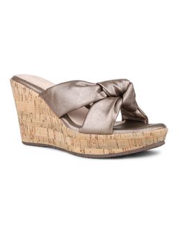 Inc.5 - Women Golden Party Wear Solid Open Toe Wedges