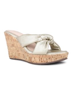 Inc.5 - Women Golden Party Wear Solid Open Toe Wedges