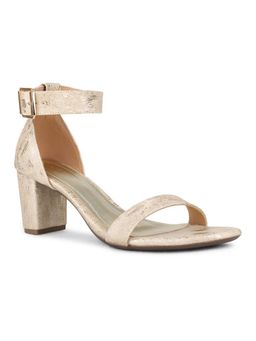 Inc.5 - Women Golden Party Wear Embellished Open Toe Block Sandal Heels