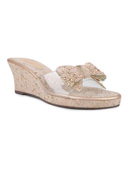 Inc.5 - Women Golden Party Wear Transparent Open Toe Wedges