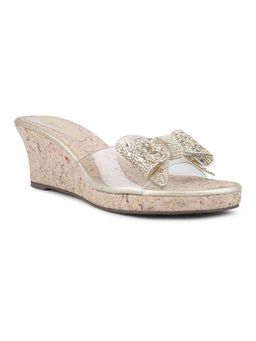 Inc.5 - Women Rose Gold Party Wear Transparent Open Toe Wedges