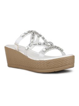 Inc.5 - Women Silver Ethnic Wear Embellished Open Toe Wedges