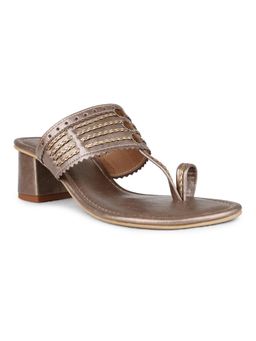Inc.5 - Women Golden Ethnic Wear Embellished One Toe Kolhapuris