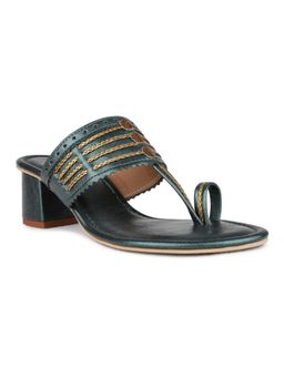 Inc.5 - Women Green Ethnic Wear Embellished One Toe Kolhapuris
