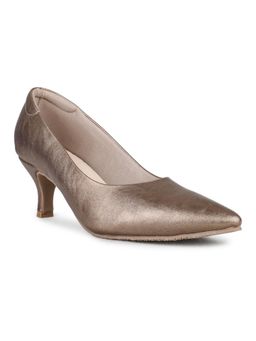 Inc.5 - Women Golden Party Wear Solid Pointed Toe Pumps