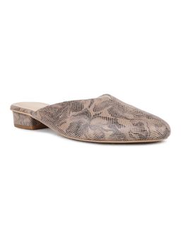 Inc.5 - Women Beige Party Wear Printed Round Toe Block Heel Mules