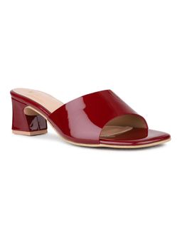 Inc.5 - Women Maroon Party Wear Solid Square Toe Block Sandal Heels