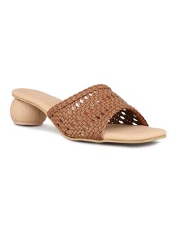 Inc.5 - Women Tan Party Wear Solid Square Toe Block Sandal Heels