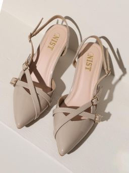 GNIST - Structured Pointed Toe Beige Sandals