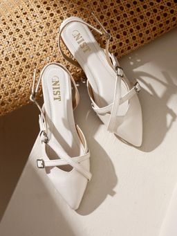 GNIST - Structured Pointed Toe White Sandals
