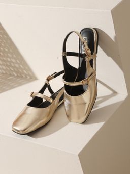 GNIST - Square Toe Gold Sandals