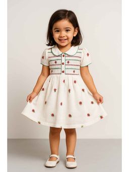 Lagorii - White Embroidered Flared Dress