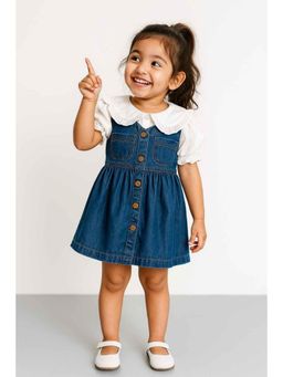 Lagorii - Blue Solid A-Line Dress