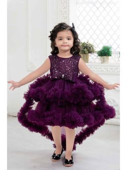 Lagorii - Wine Embellished Flared Dress