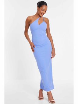 Quiz Clothing - Blue Scuba Crepe One Shoulder Dress