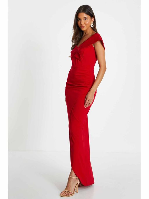 quiz red dress Buy Quiz Clothing Red Scuba Crepe Satin Wrap Maxi Dress (6) Online