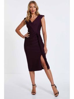 Quiz Clothing - Purple Jacquard Midi Dress