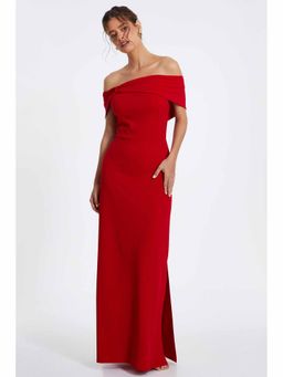 Quiz Clothing - Red Bardot Maxi Dress